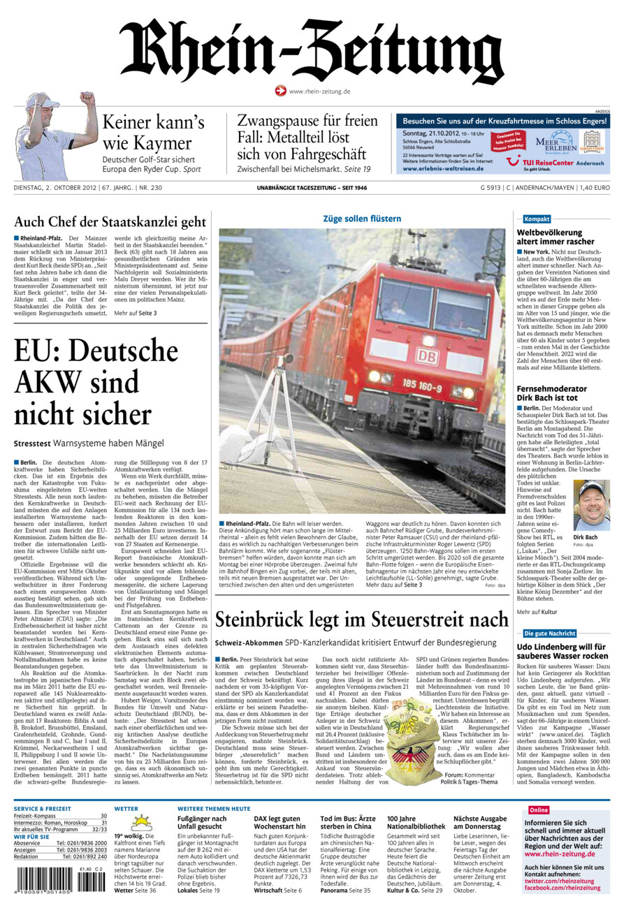 Rhein-Zeitung Andernach & Mayen vom Dienstag, 02.10.2012