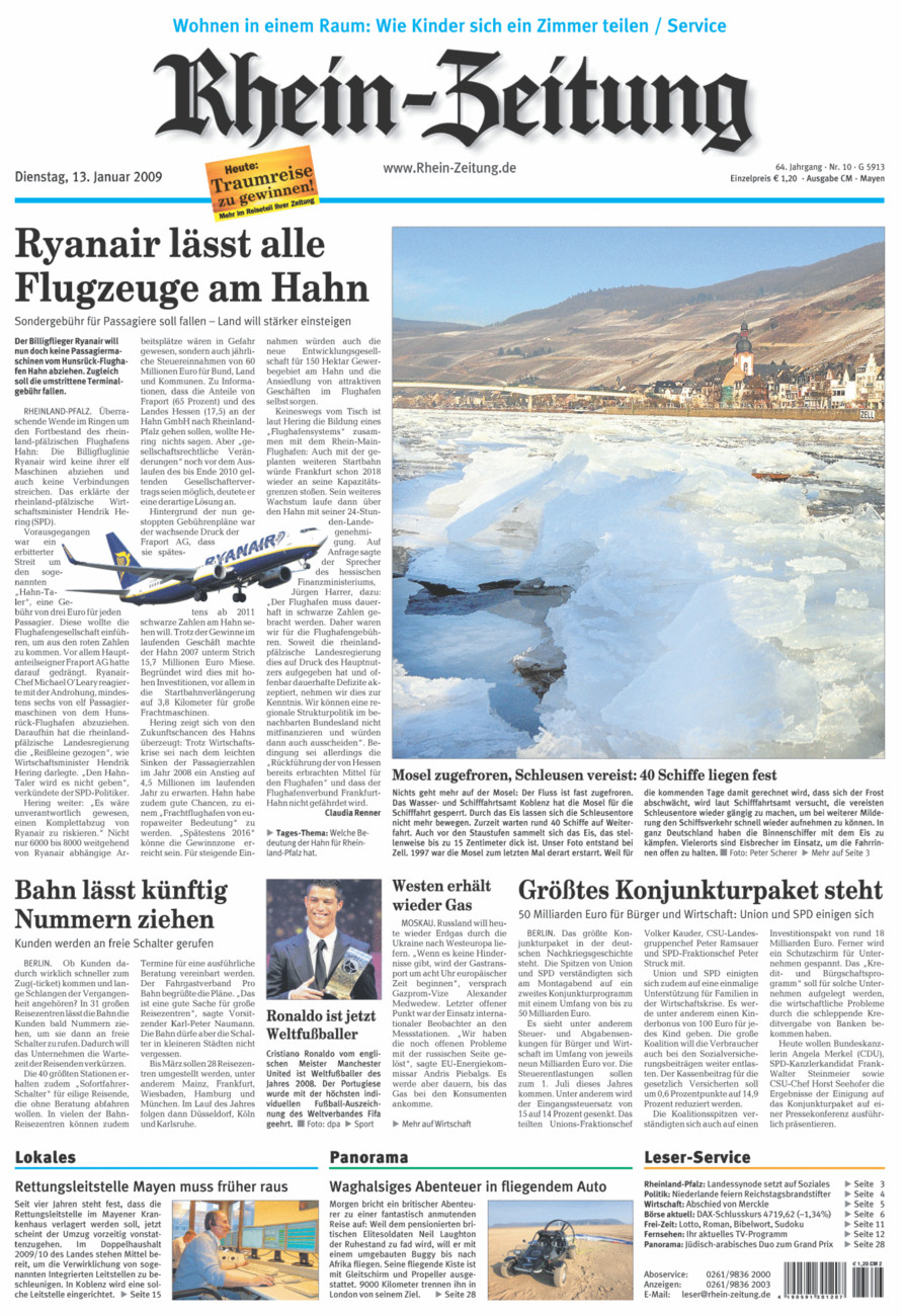 Rhein-Zeitung Andernach & Mayen vom Dienstag, 13.01.2009