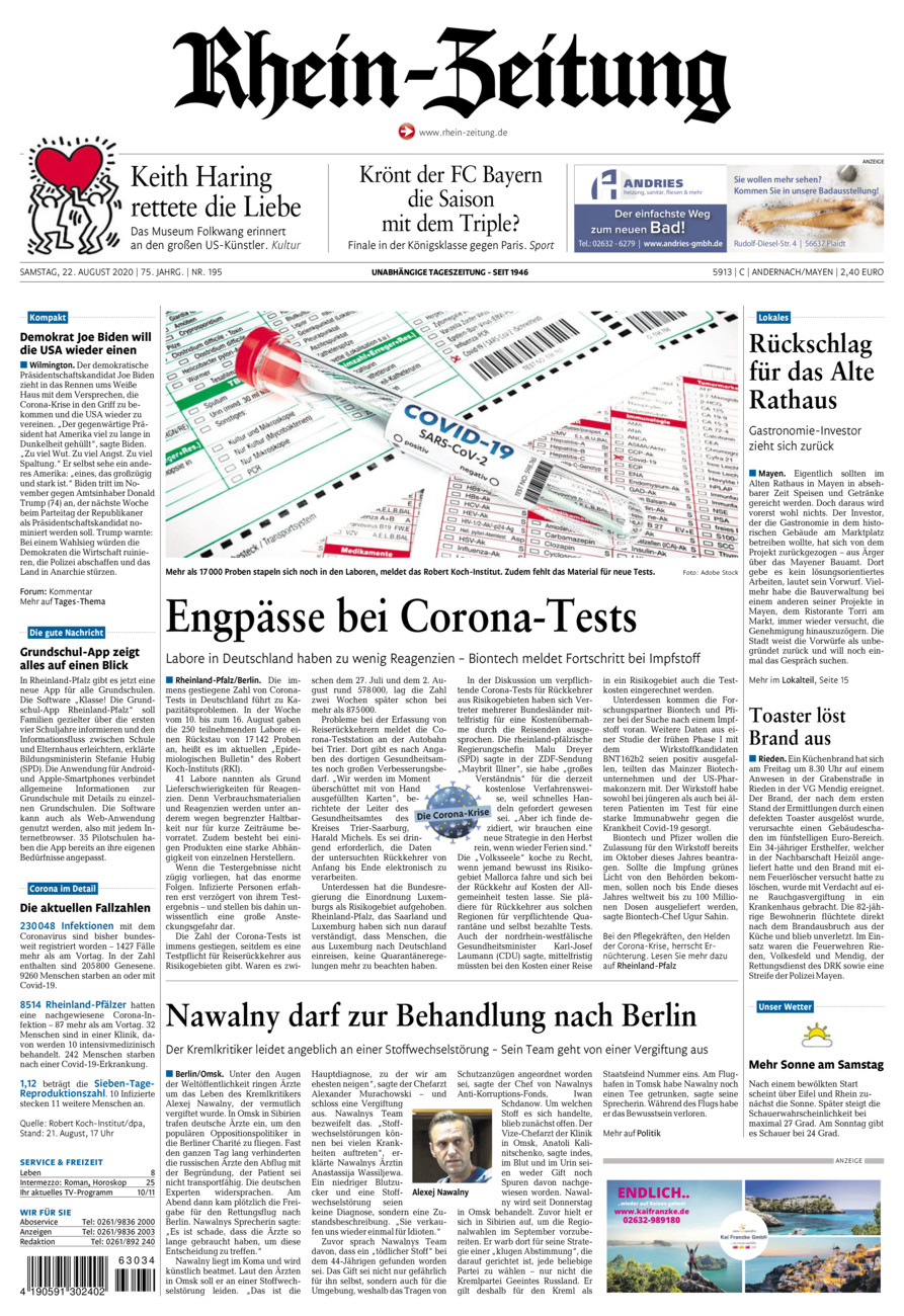 Rhein-Zeitung Andernach & Mayen vom Samstag, 22.08.2020