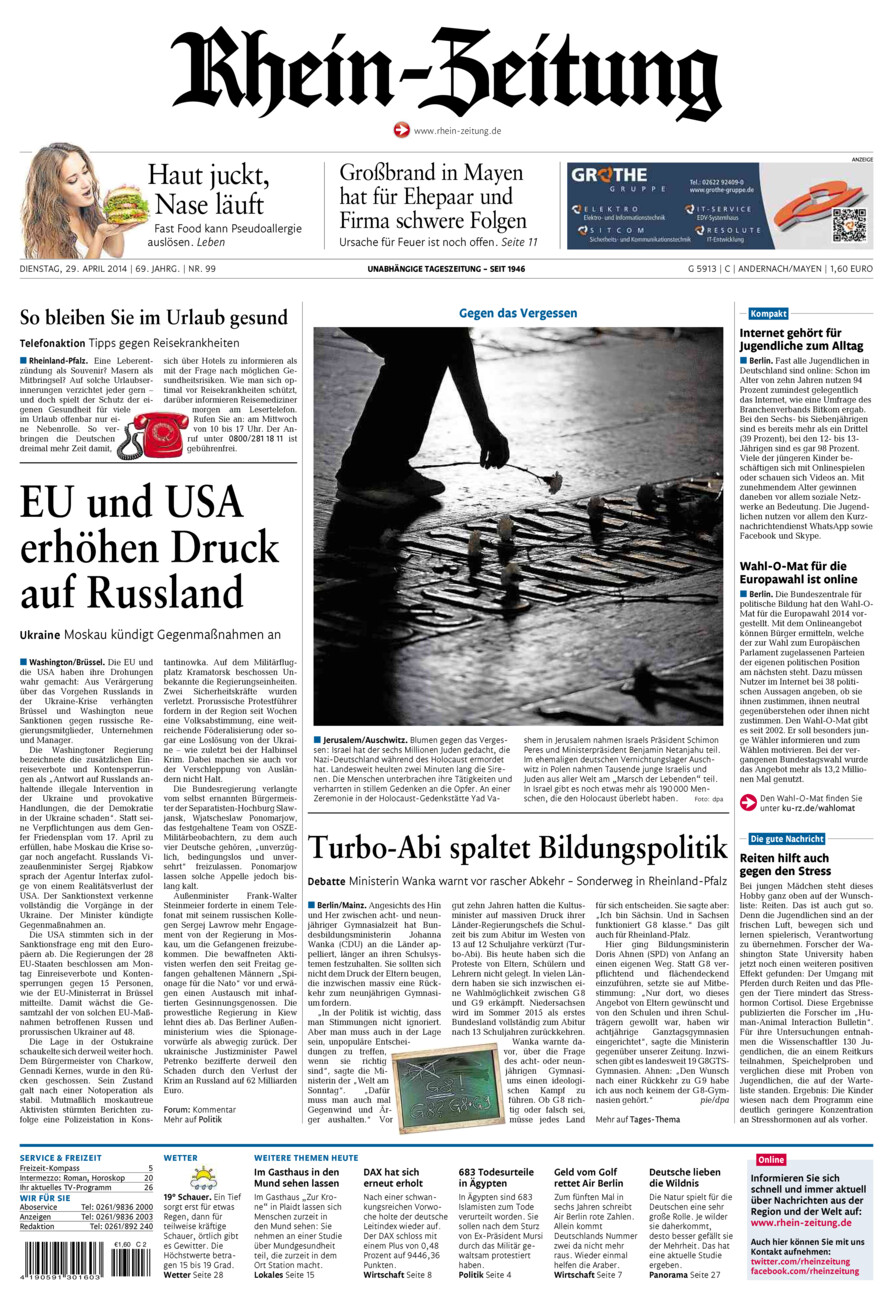 Rhein-Zeitung Andernach & Mayen vom Dienstag, 29.04.2014