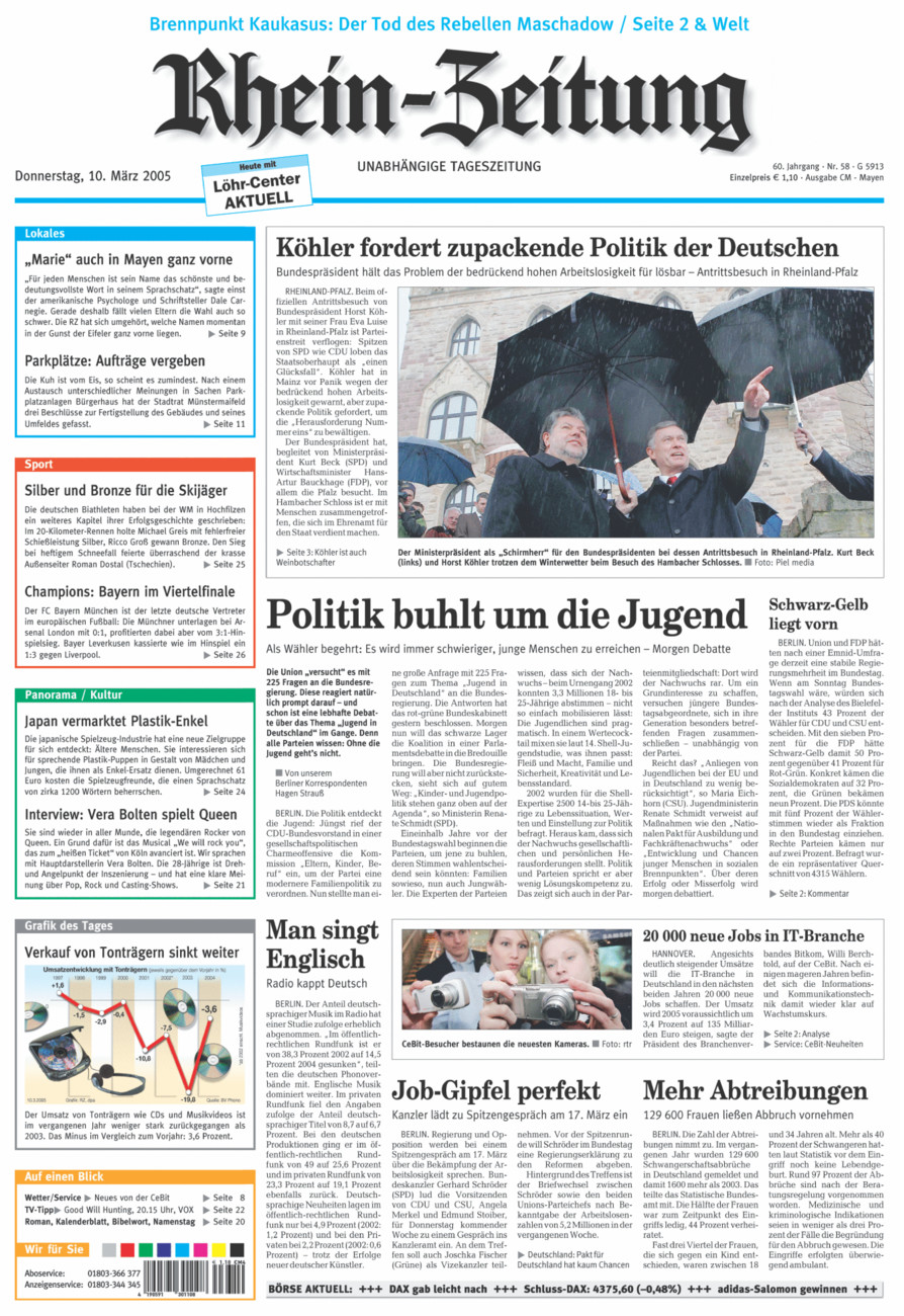 Rhein-Zeitung Andernach & Mayen vom Donnerstag, 10.03.2005