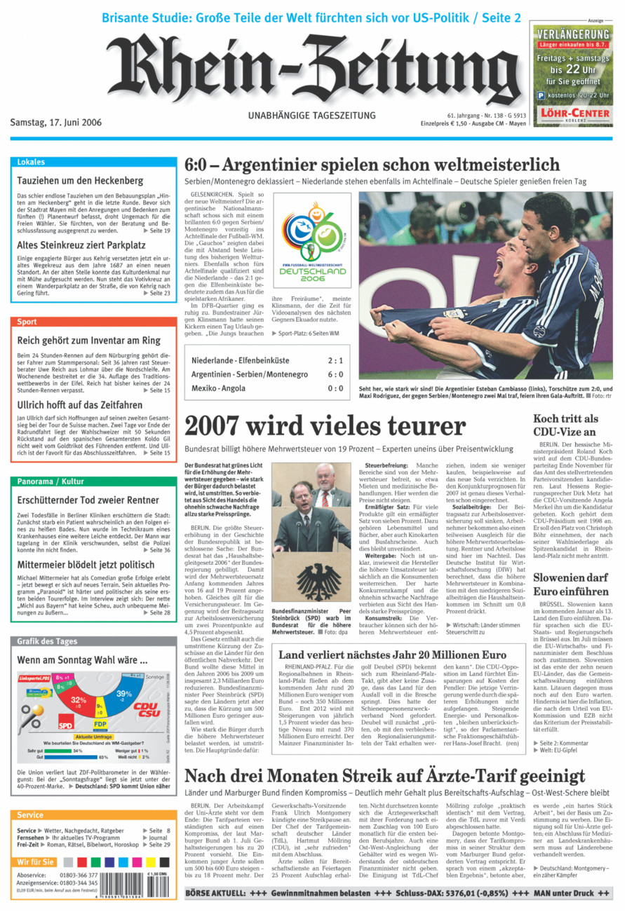Rhein-Zeitung Andernach & Mayen vom Samstag, 17.06.2006