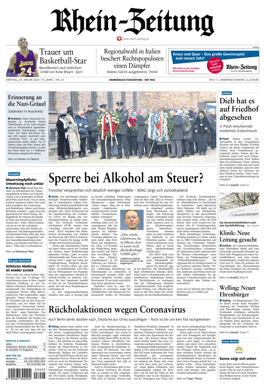 Rhein-Zeitung Andernach & Mayen vom Dienstag, 28.01.2020