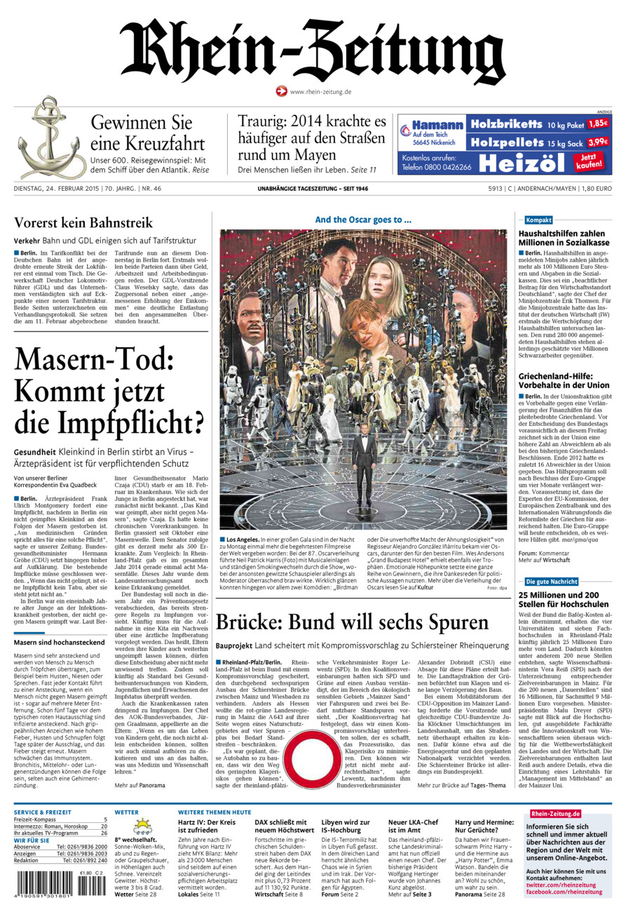 Rhein-Zeitung Andernach & Mayen vom Dienstag, 24.02.2015