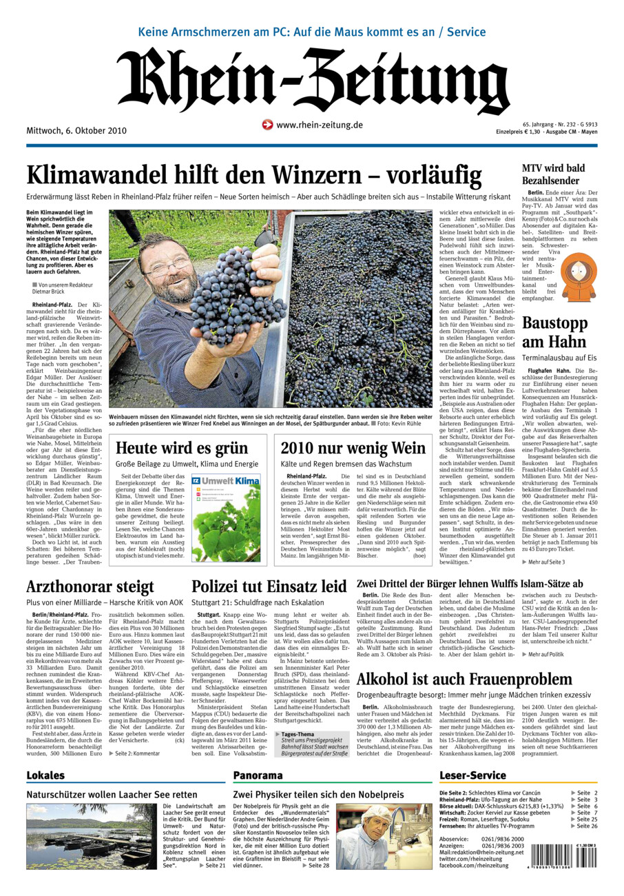 Rhein-Zeitung Andernach & Mayen vom Mittwoch, 06.10.2010