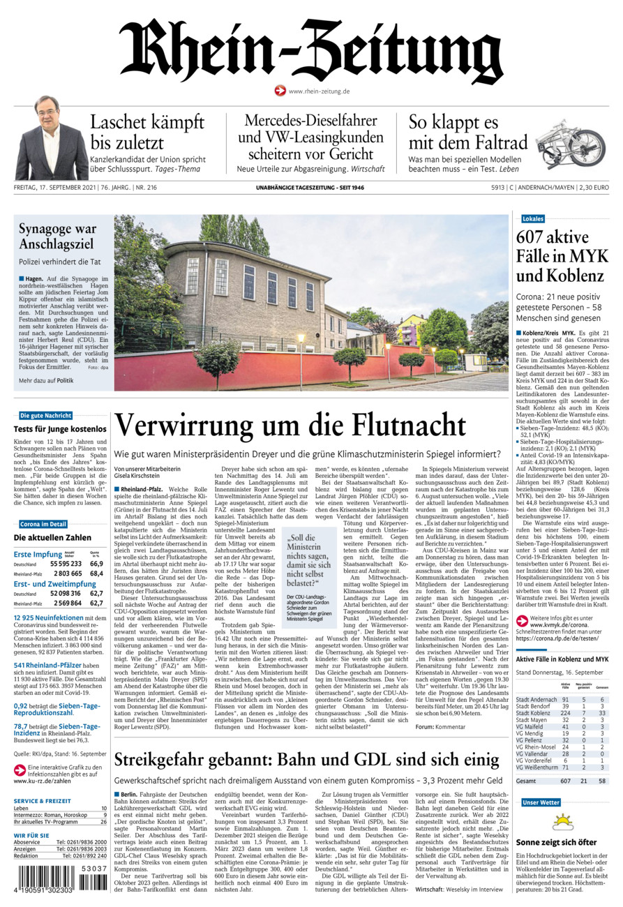 Rhein-Zeitung Andernach & Mayen vom Freitag, 17.09.2021