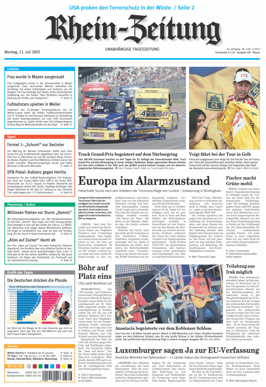 Rhein-Zeitung Andernach & Mayen vom Montag, 11.07.2005