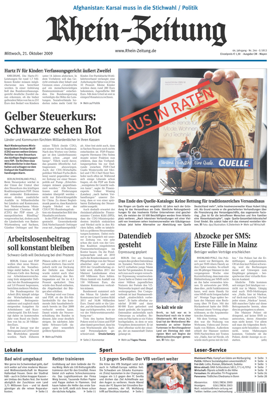 Rhein-Zeitung Andernach & Mayen vom Mittwoch, 21.10.2009