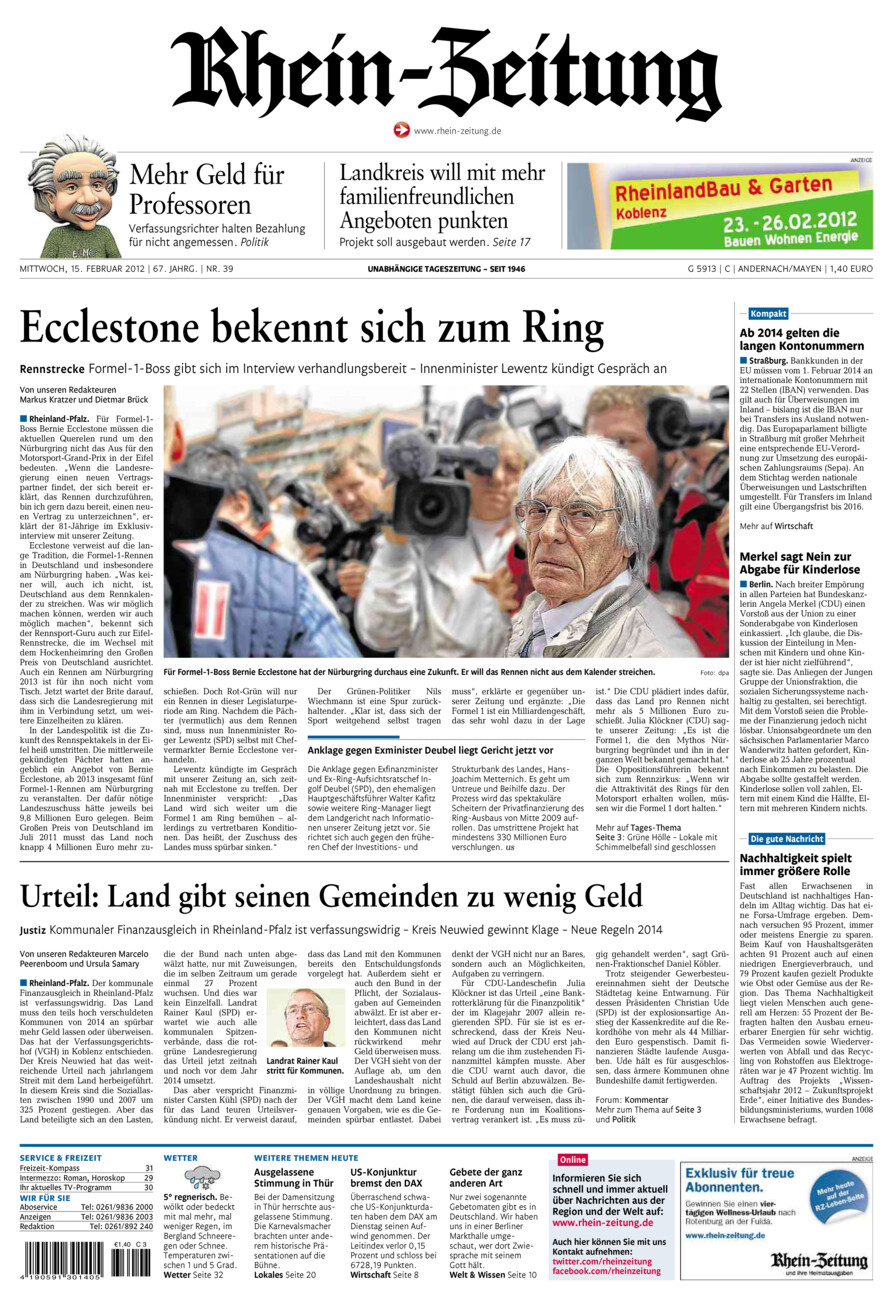 Rhein-Zeitung Andernach & Mayen vom Mittwoch, 15.02.2012