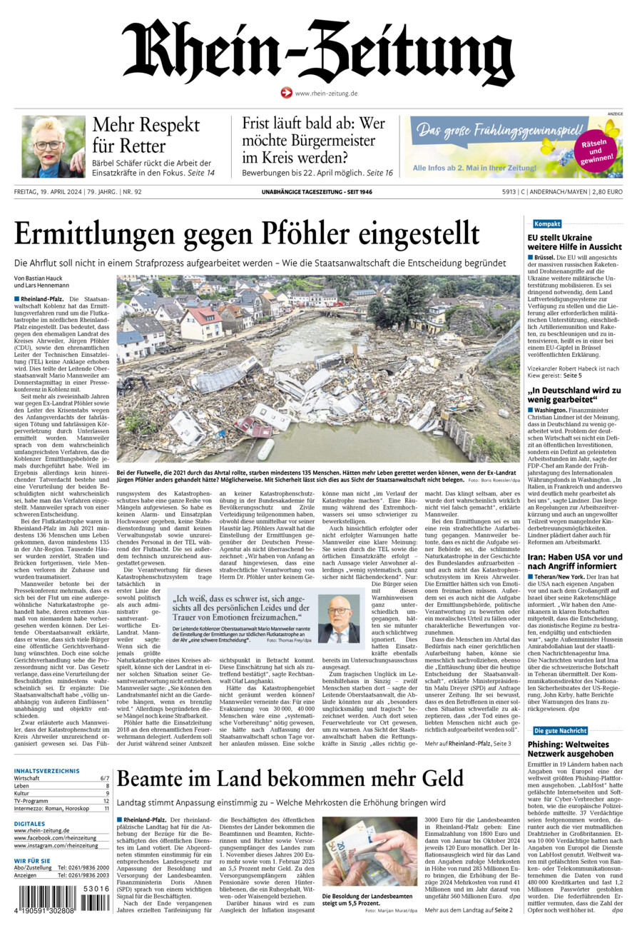 Rhein-Zeitung Andernach & Mayen vom Freitag, 19.04.2024