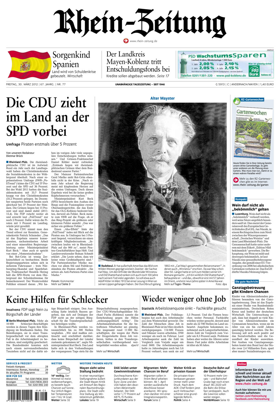 Rhein-Zeitung Andernach & Mayen vom Freitag, 30.03.2012