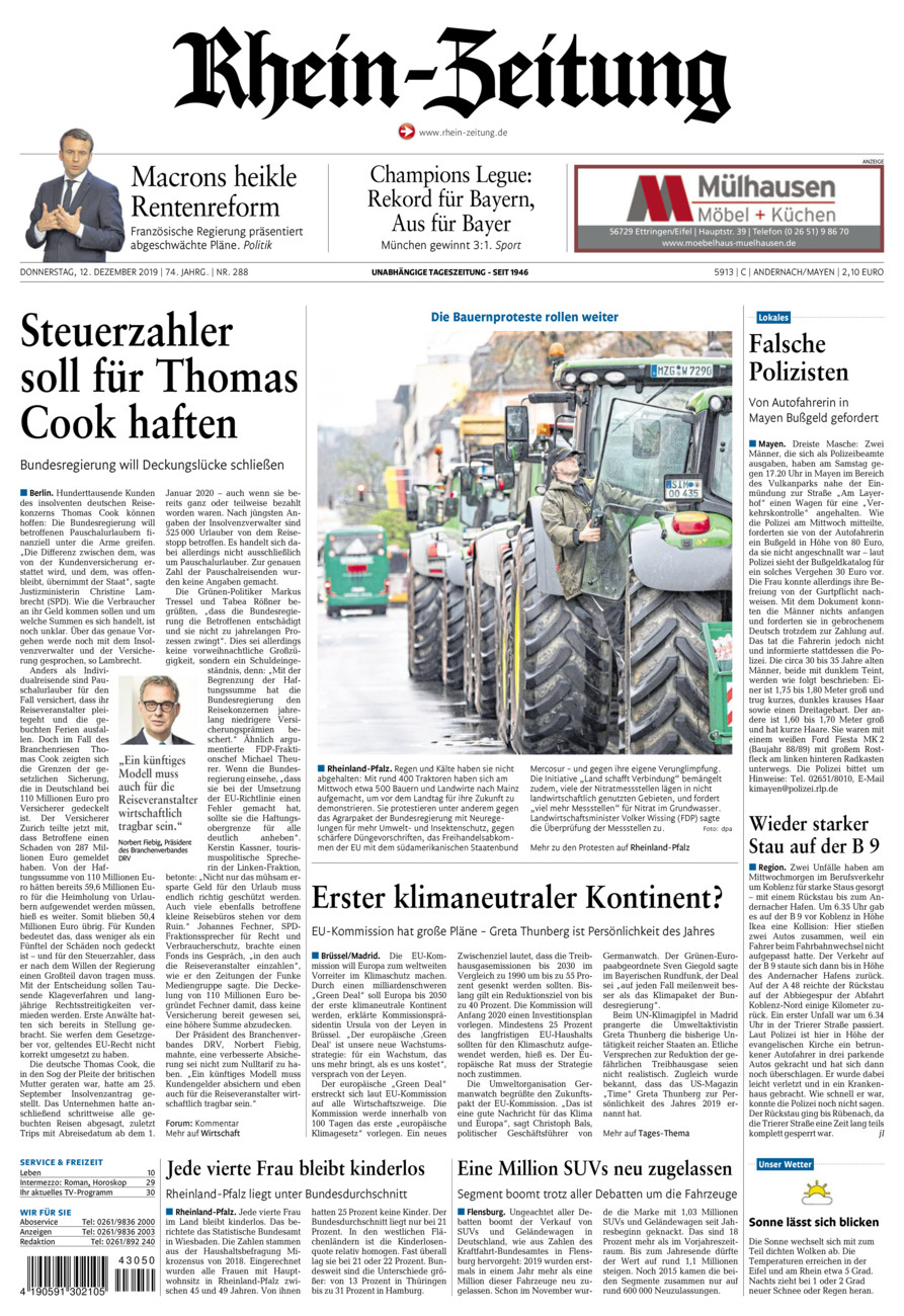 Rhein-Zeitung Andernach & Mayen vom Donnerstag, 12.12.2019