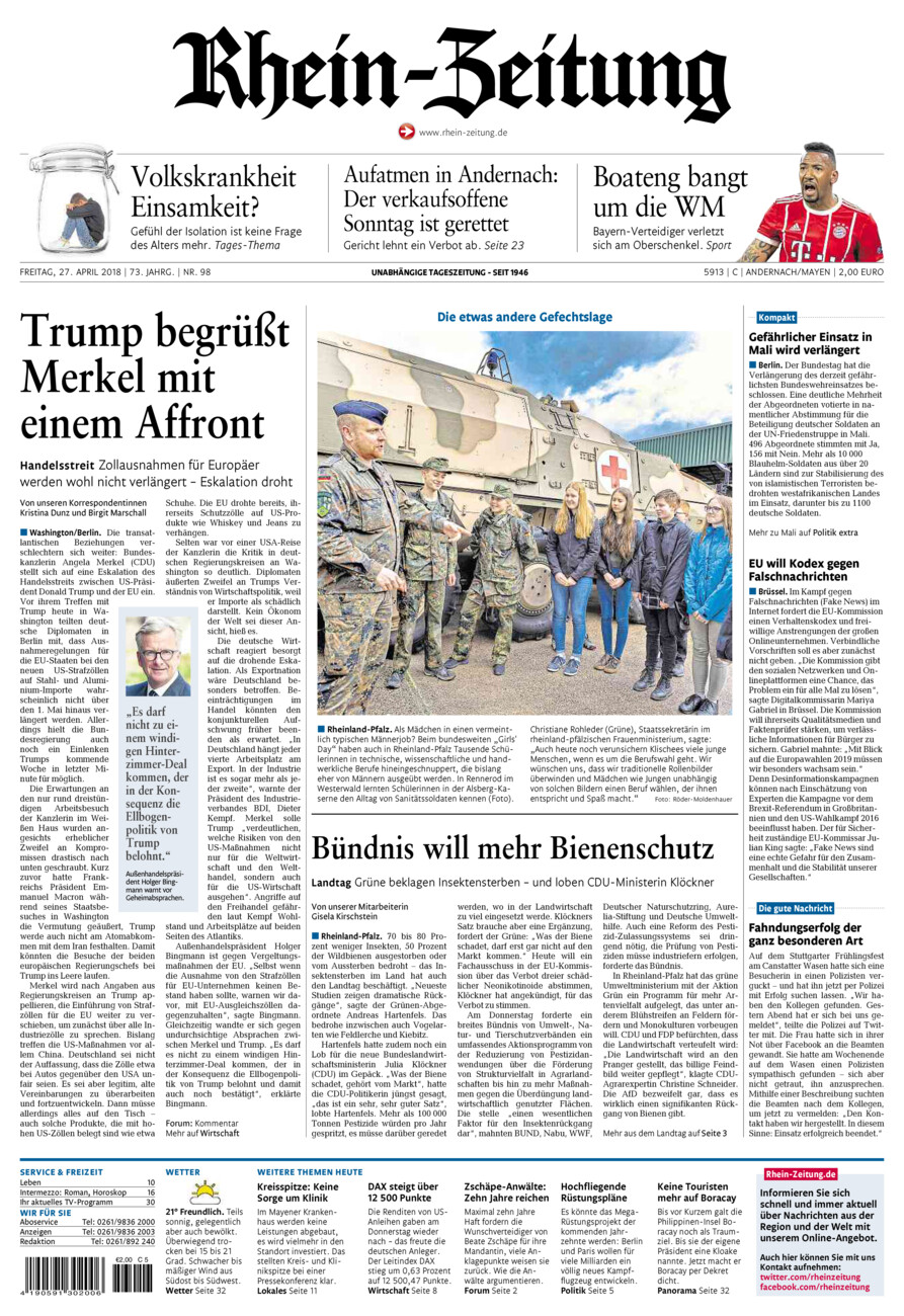 Rhein-Zeitung Andernach & Mayen vom Freitag, 27.04.2018