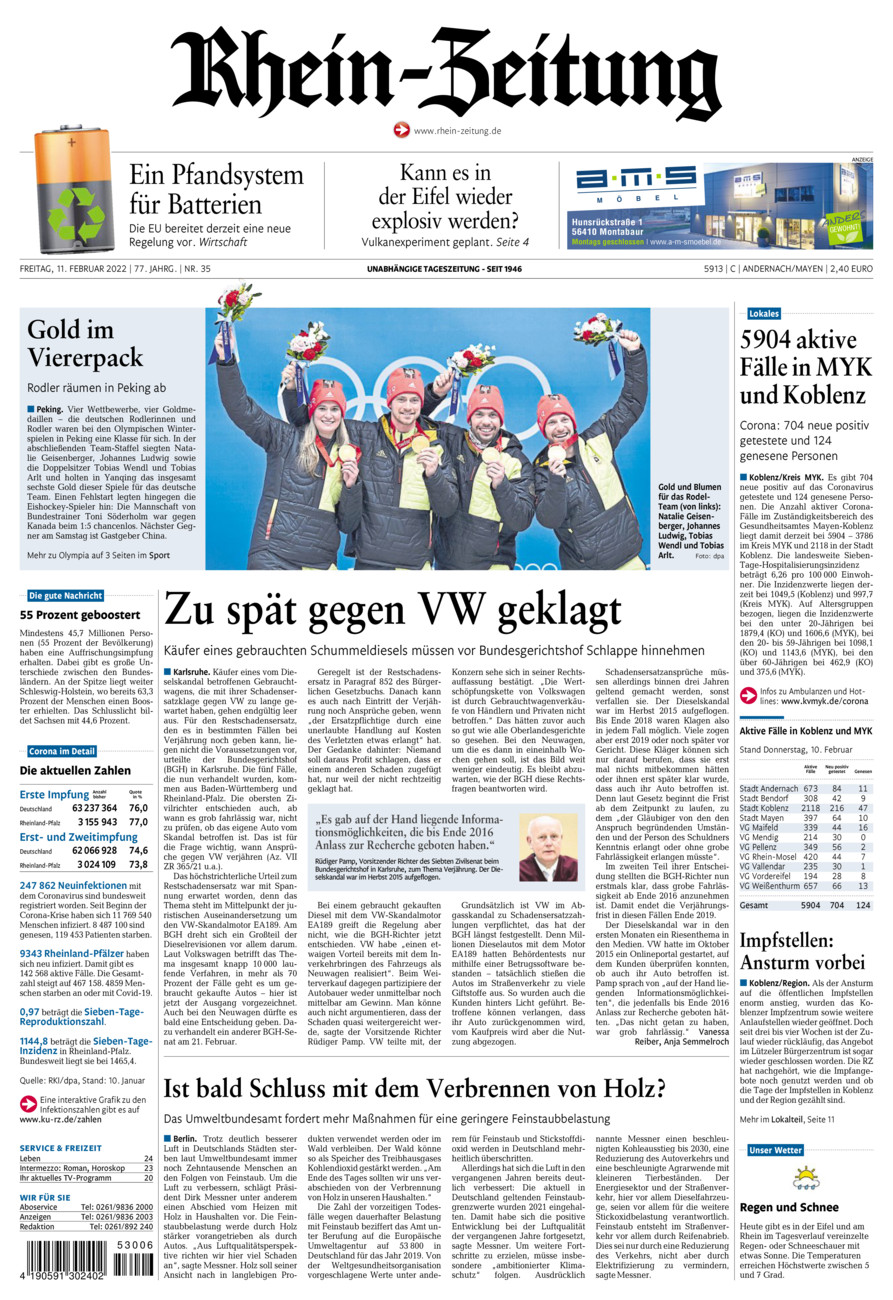 Rhein-Zeitung Andernach & Mayen vom Freitag, 11.02.2022