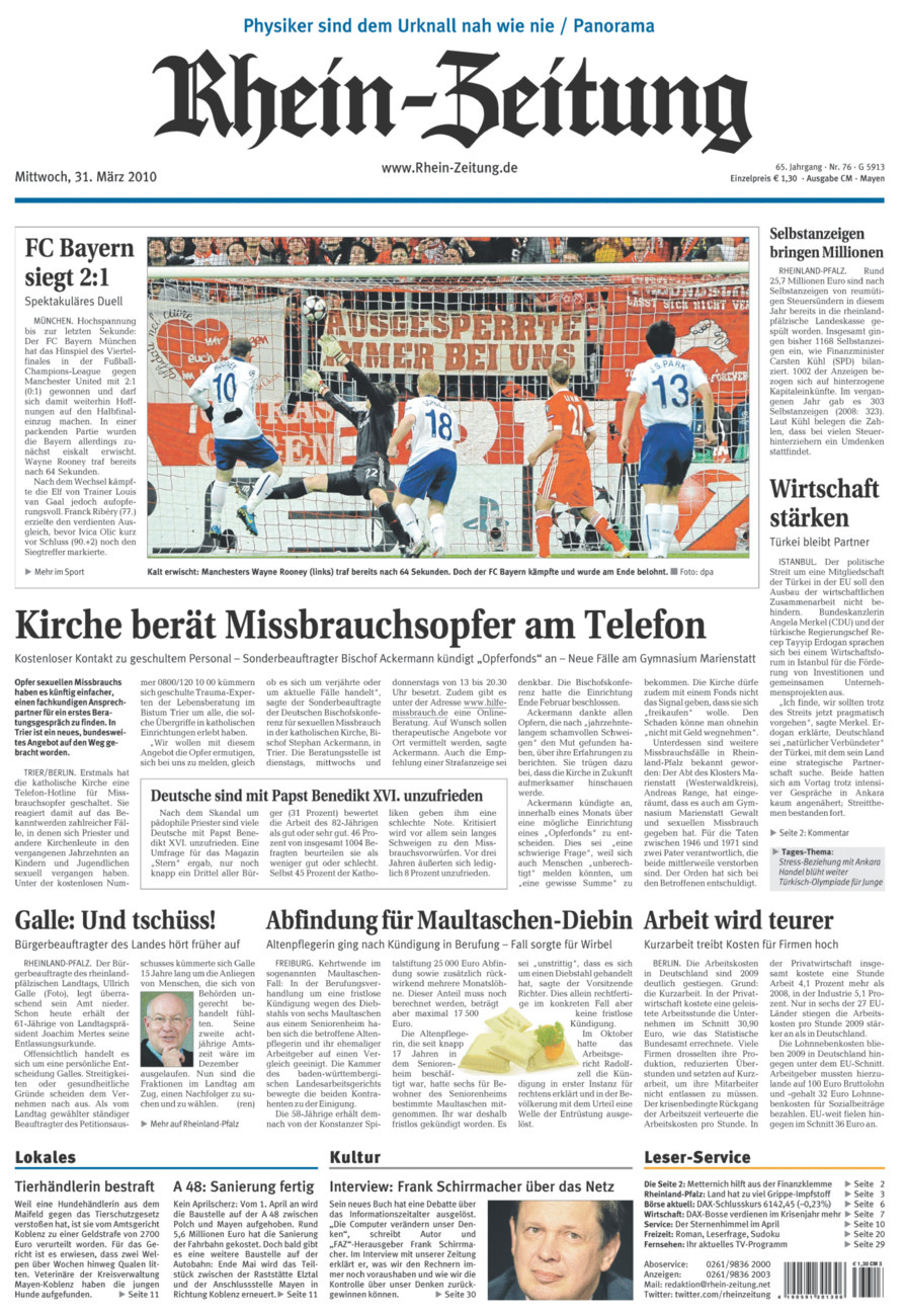 Rhein-Zeitung Andernach & Mayen vom Mittwoch, 31.03.2010
