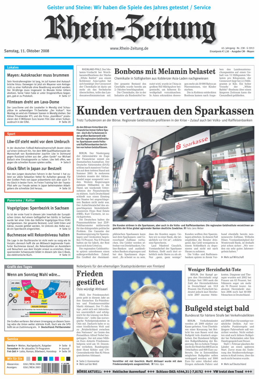 Rhein-Zeitung Andernach & Mayen vom Samstag, 11.10.2008