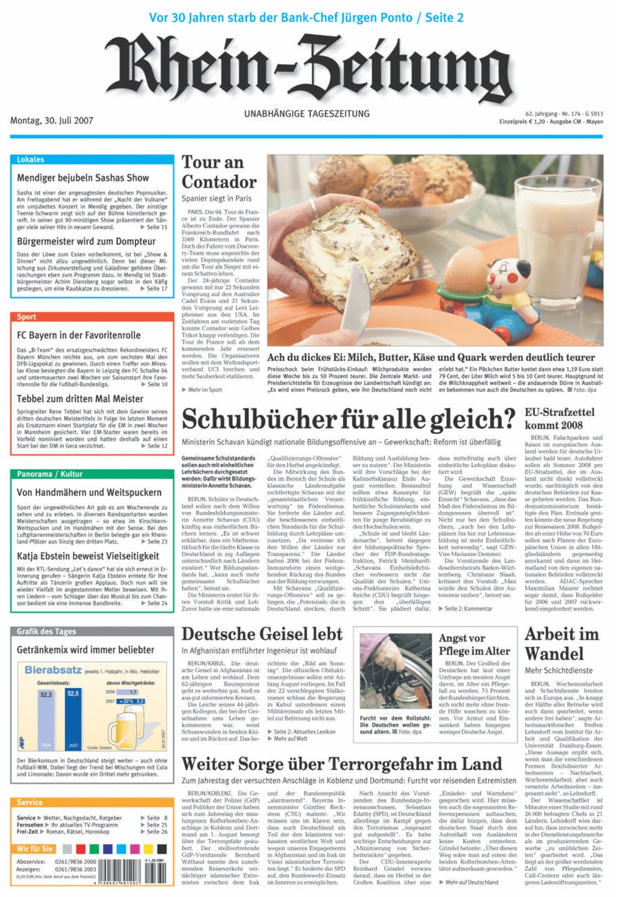 Rhein-Zeitung Andernach & Mayen vom Montag, 30.07.2007