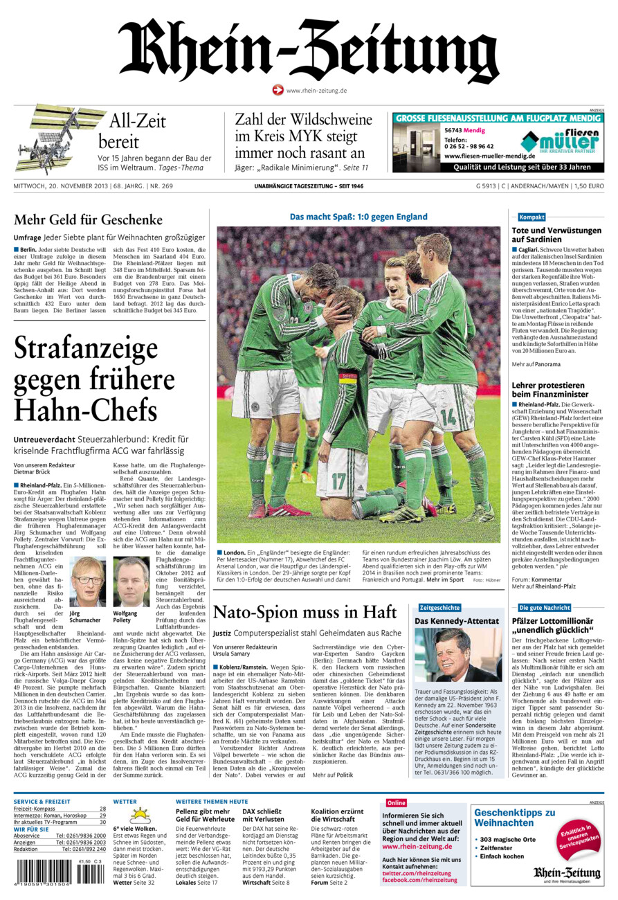 Rhein-Zeitung Andernach & Mayen vom Mittwoch, 20.11.2013