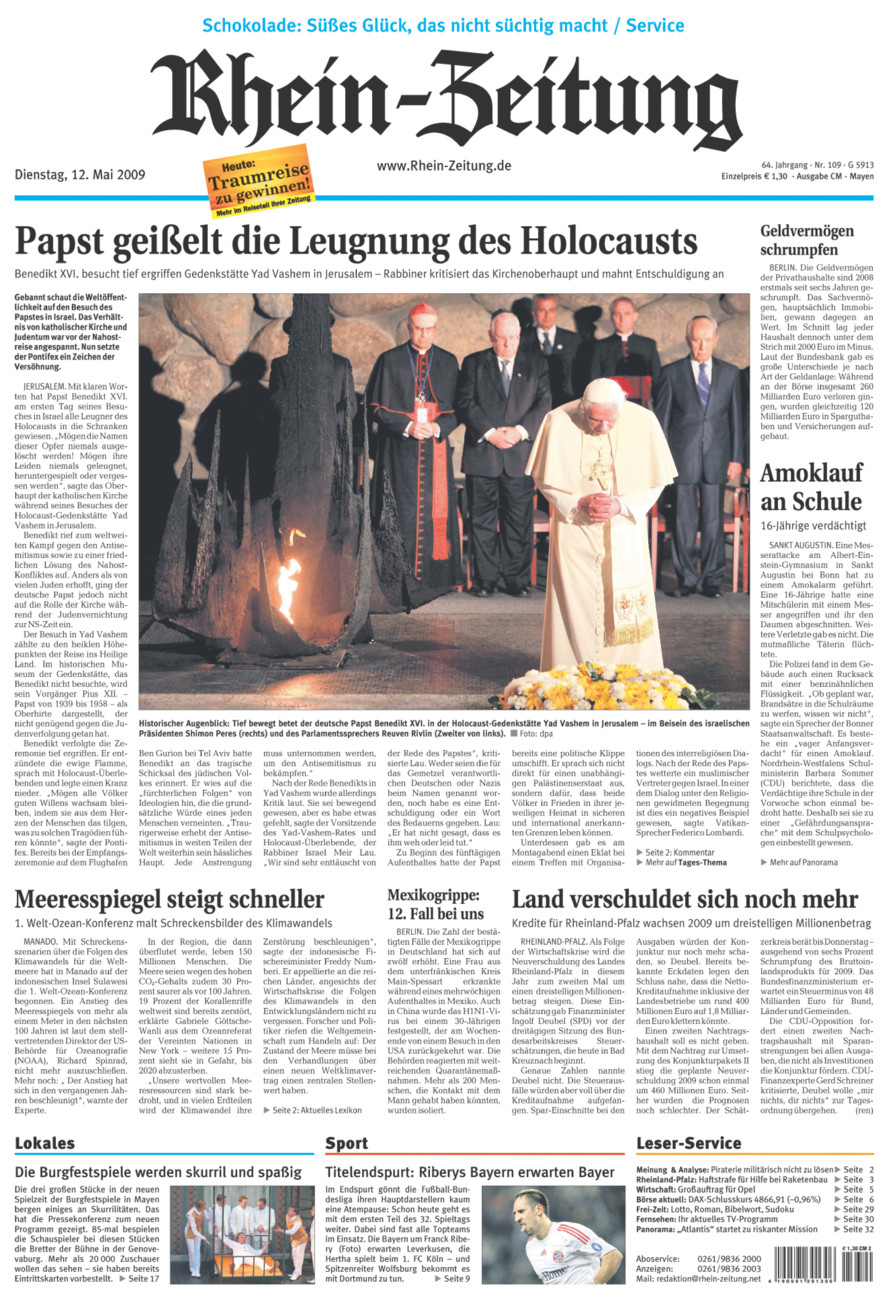 Rhein-Zeitung Andernach & Mayen vom Dienstag, 12.05.2009