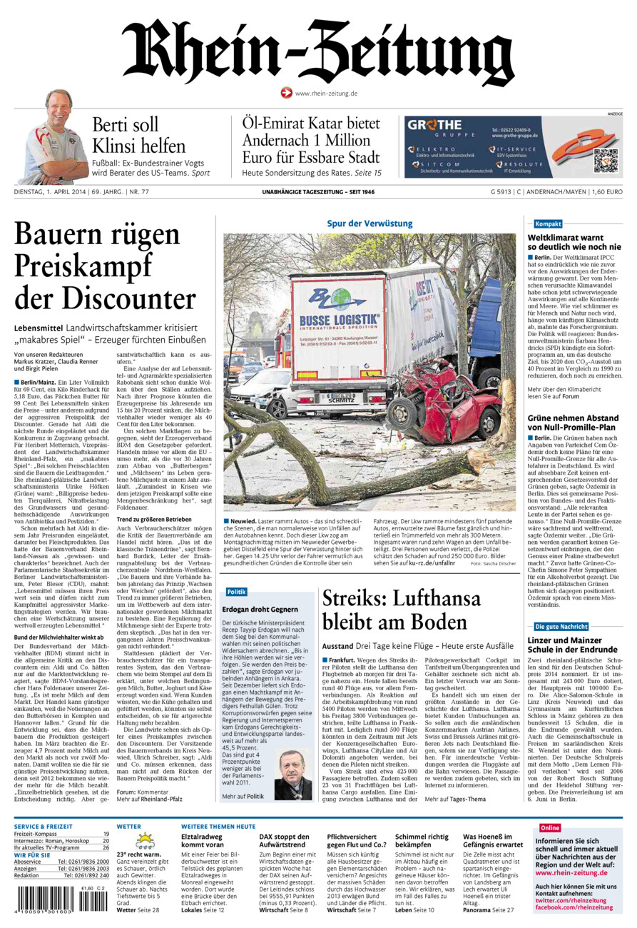 Rhein-Zeitung Andernach & Mayen vom Dienstag, 01.04.2014