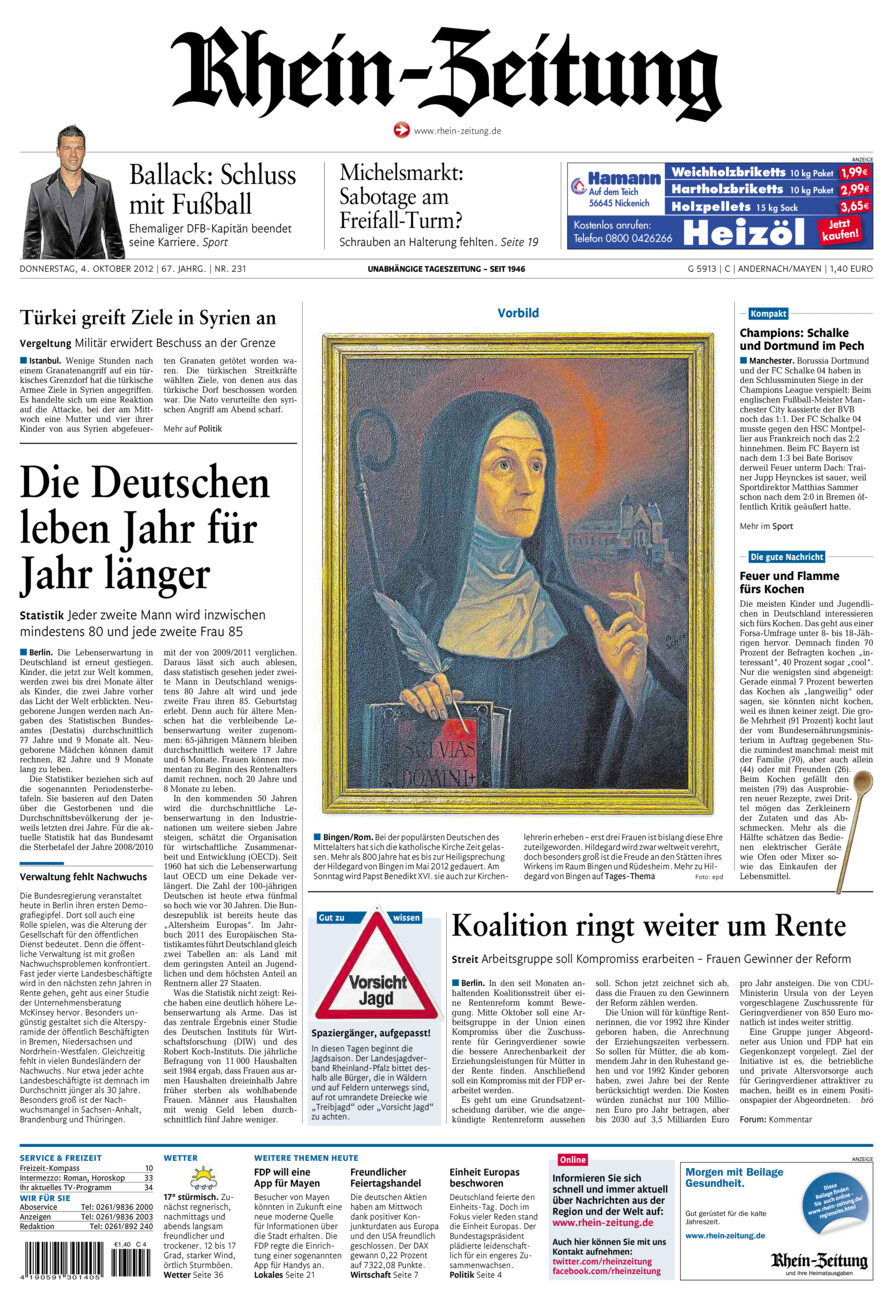 Rhein-Zeitung Andernach & Mayen vom Donnerstag, 04.10.2012