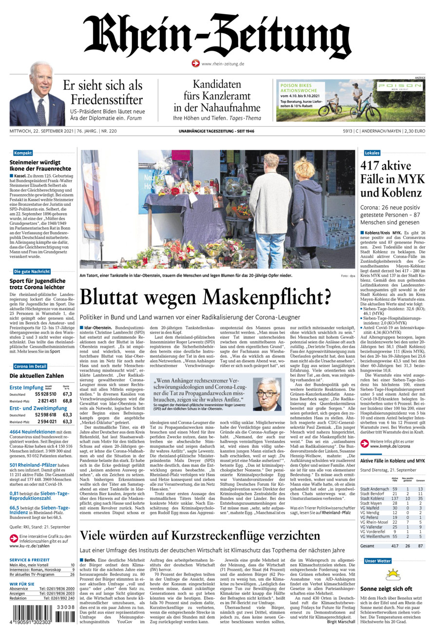 Rhein-Zeitung Andernach & Mayen vom Mittwoch, 22.09.2021