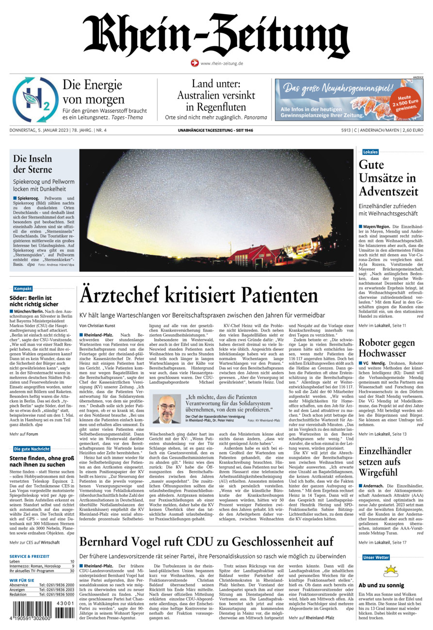 Rhein-Zeitung Andernach & Mayen vom Donnerstag, 05.01.2023
