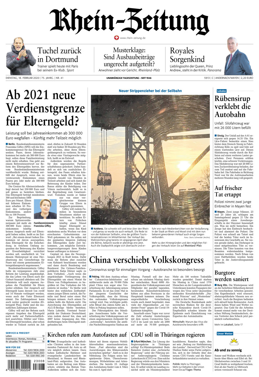 Rhein-Zeitung Andernach & Mayen vom Dienstag, 18.02.2020