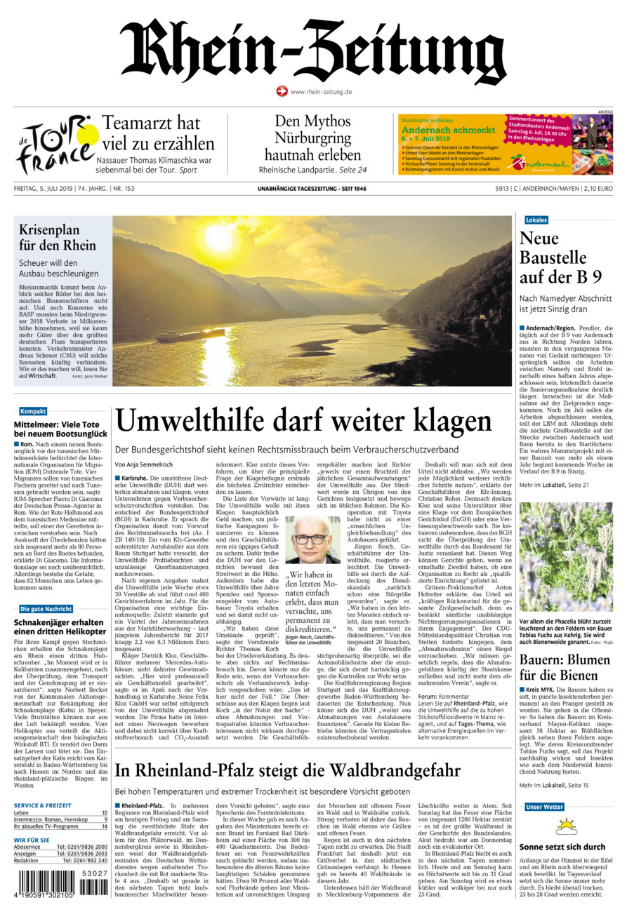 Rhein-Zeitung Andernach & Mayen vom Freitag, 05.07.2019