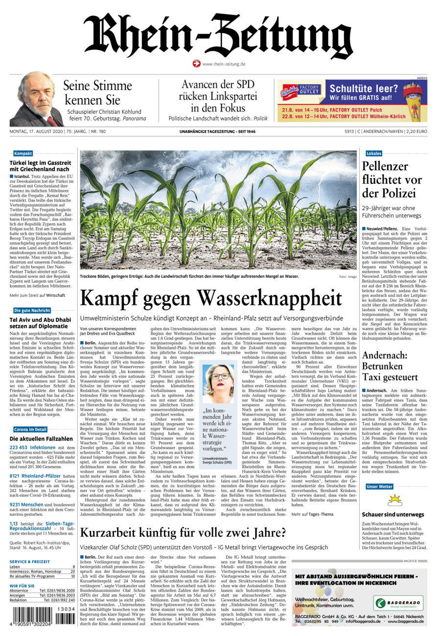 Rhein-Zeitung Andernach & Mayen vom Montag, 17.08.2020