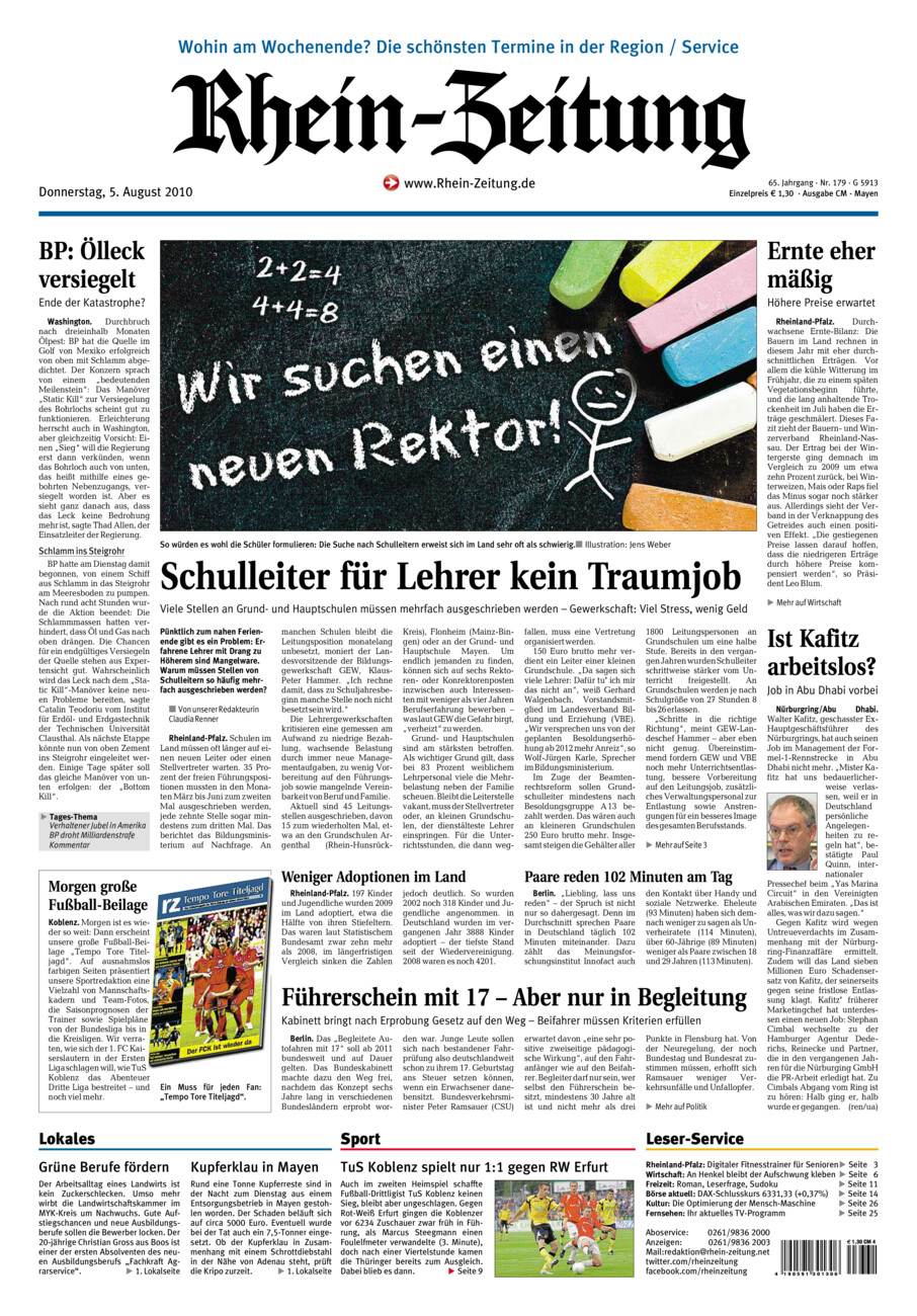 Rhein-Zeitung Andernach & Mayen vom Donnerstag, 05.08.2010