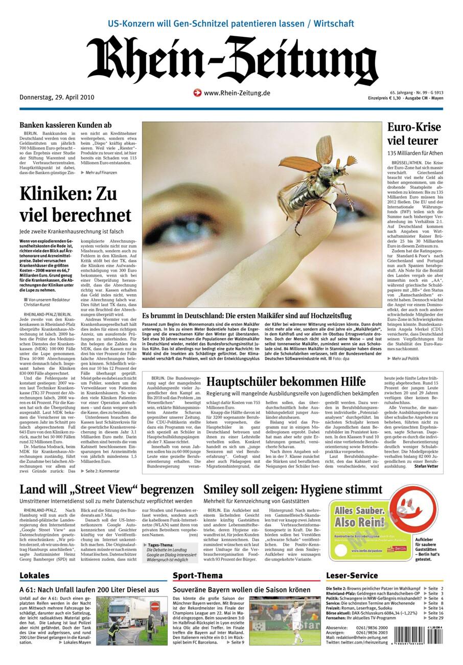 Rhein-Zeitung Andernach & Mayen vom Donnerstag, 29.04.2010
