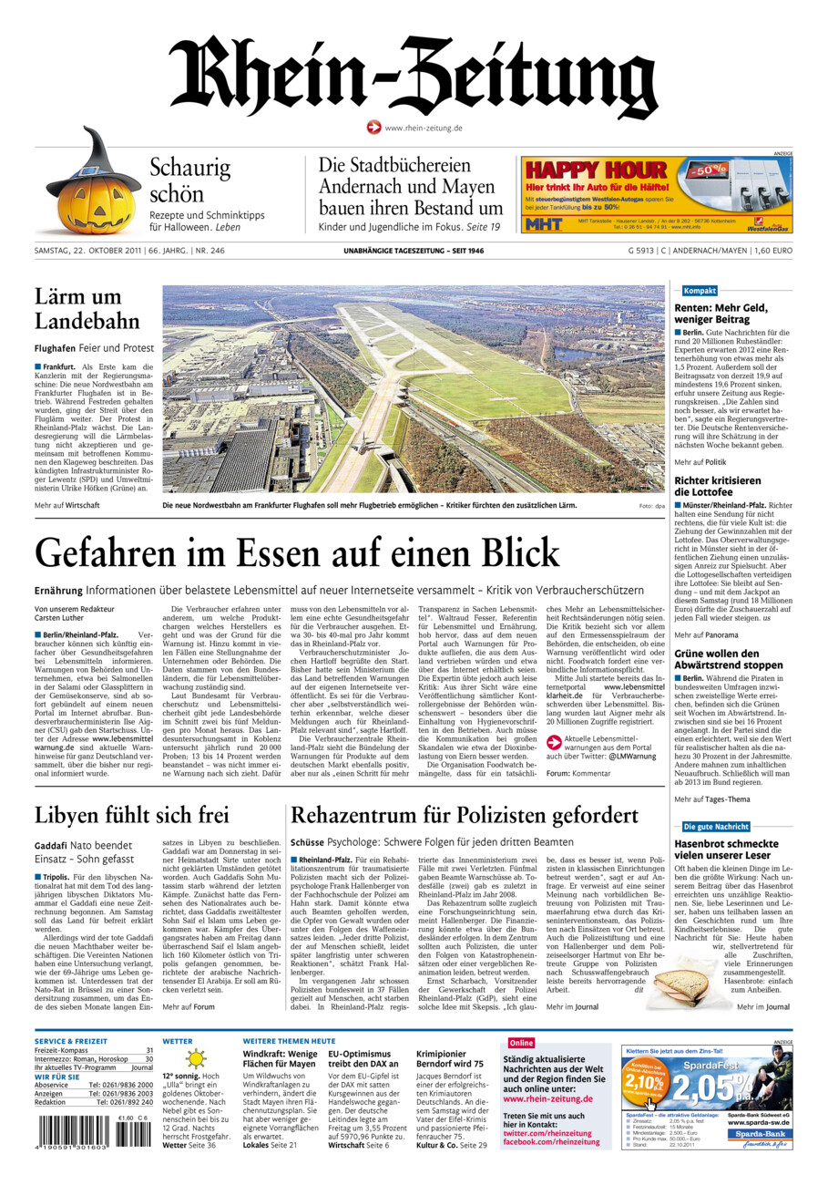 Rhein-Zeitung Andernach & Mayen vom Samstag, 22.10.2011