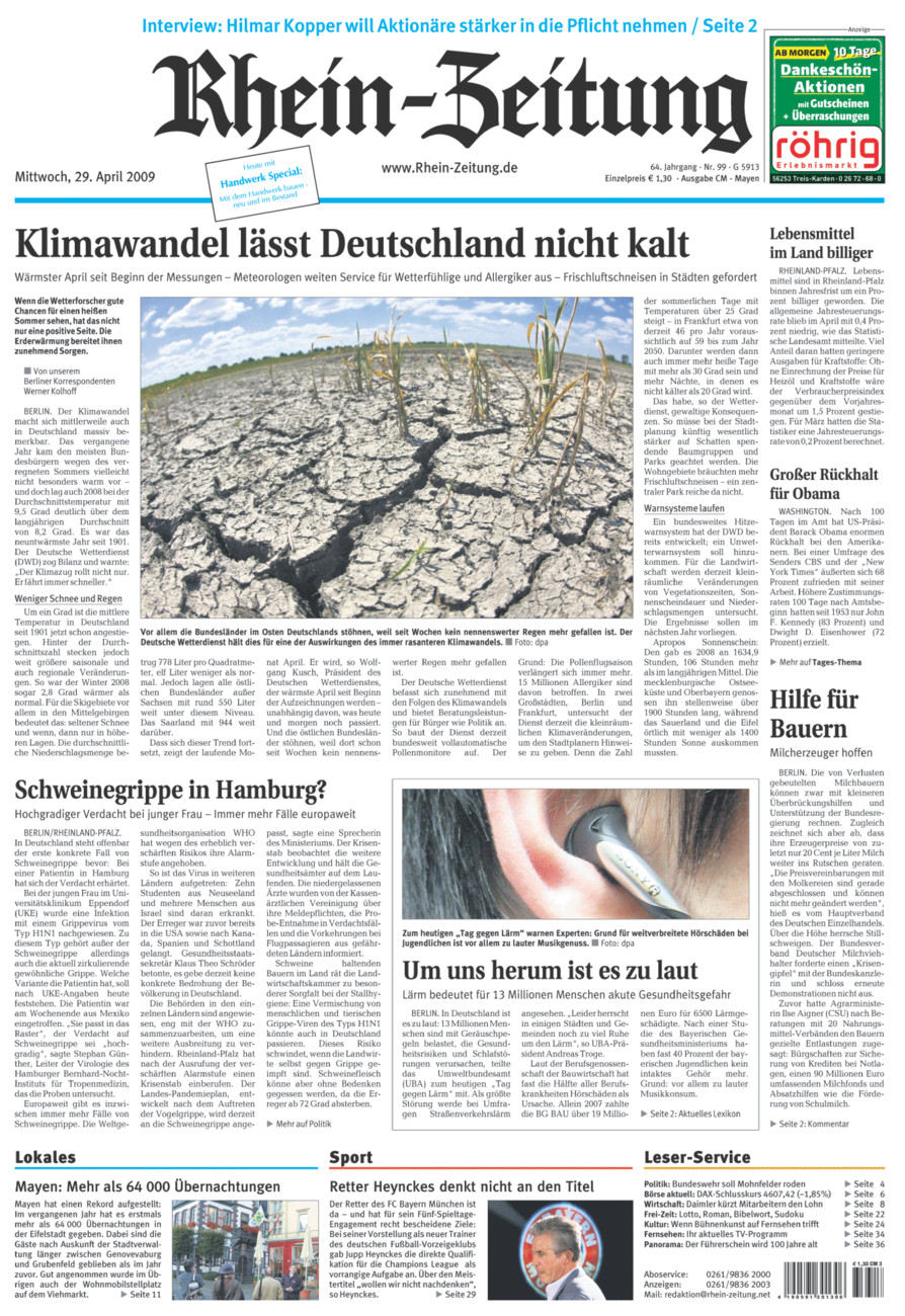 Rhein-Zeitung Andernach & Mayen vom Mittwoch, 29.04.2009
