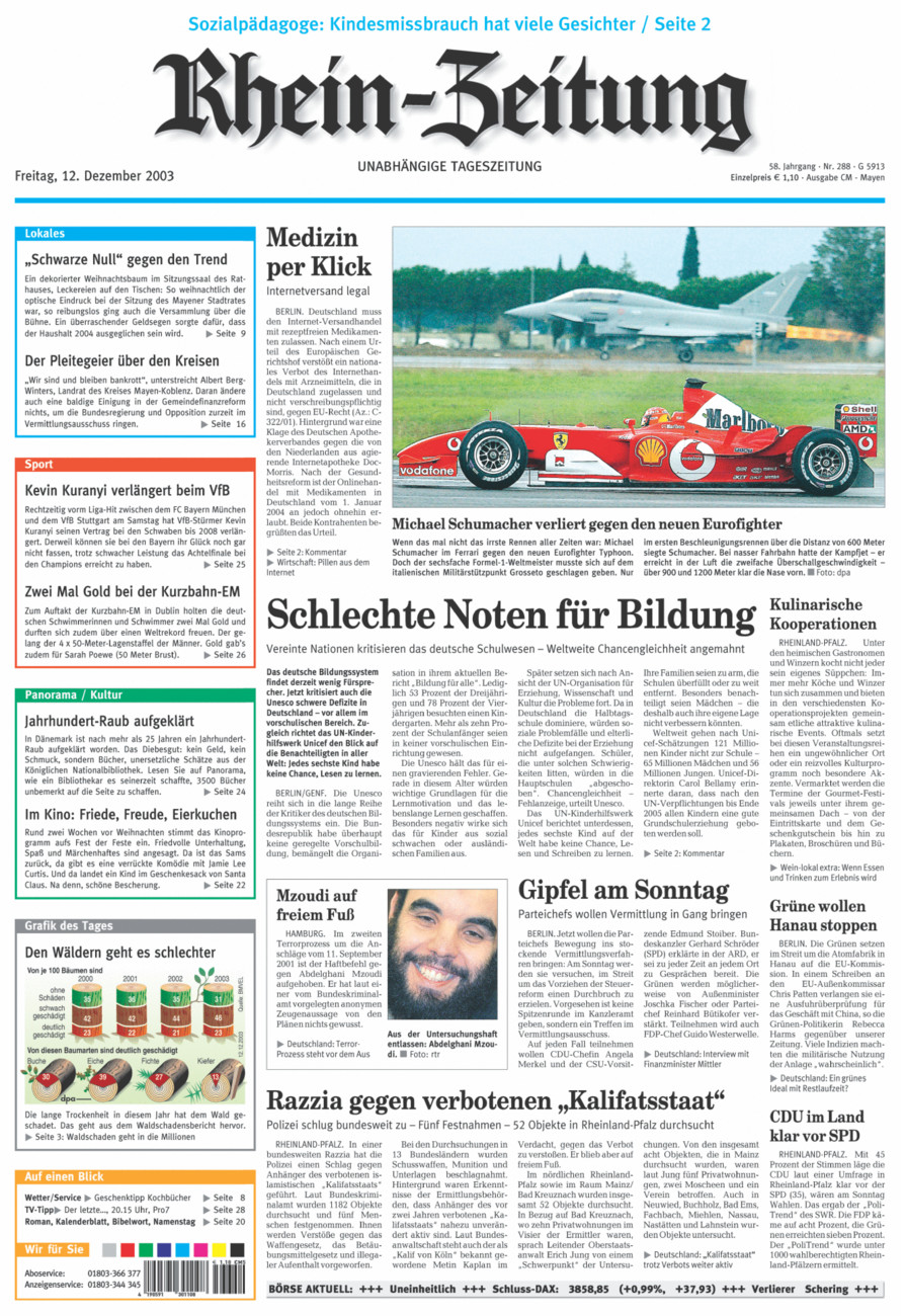 Rhein-Zeitung Andernach & Mayen vom Freitag, 12.12.2003