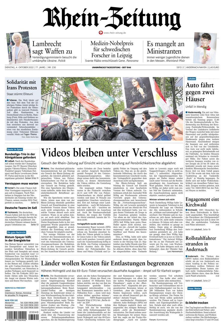 Rhein-Zeitung Andernach & Mayen vom Dienstag, 04.10.2022