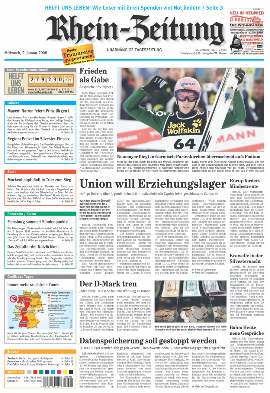 Rhein-Zeitung Andernach & Mayen vom Mittwoch, 02.01.2008