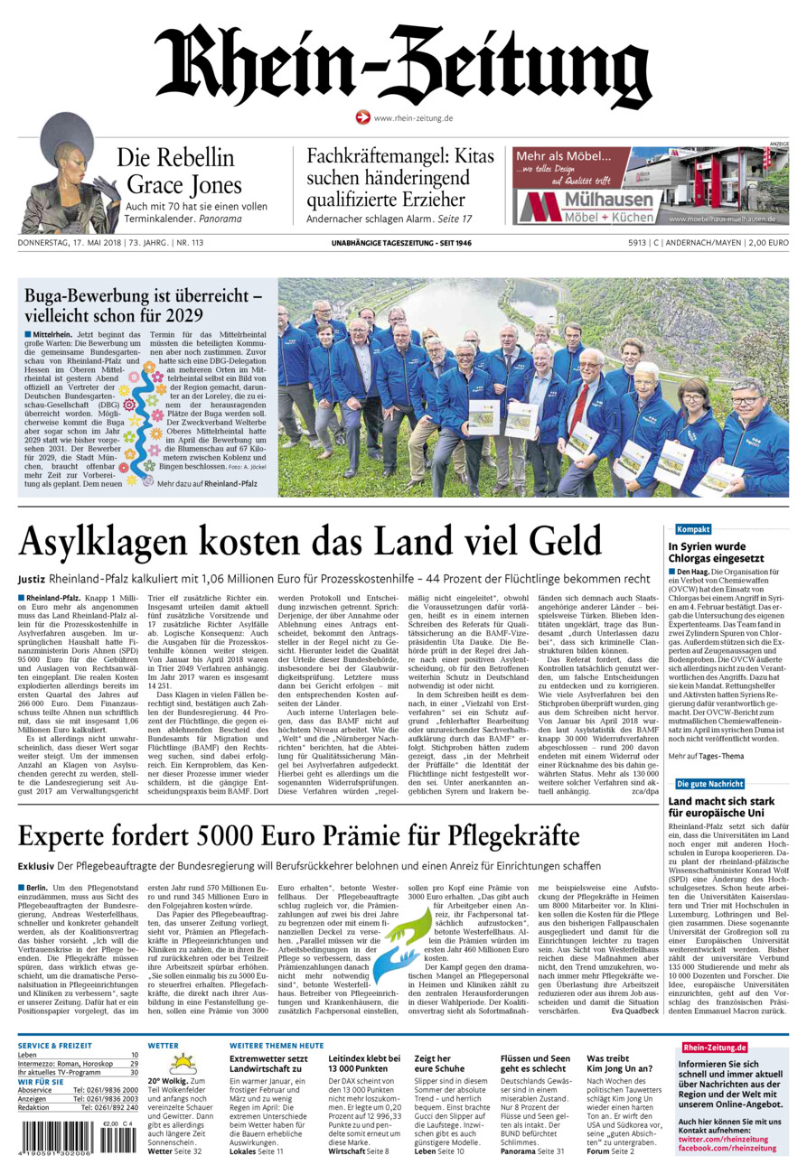 Rhein-Zeitung Andernach & Mayen vom Donnerstag, 17.05.2018
