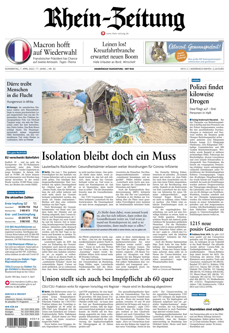 Rhein-Zeitung Andernach & Mayen vom Donnerstag, 07.04.2022
