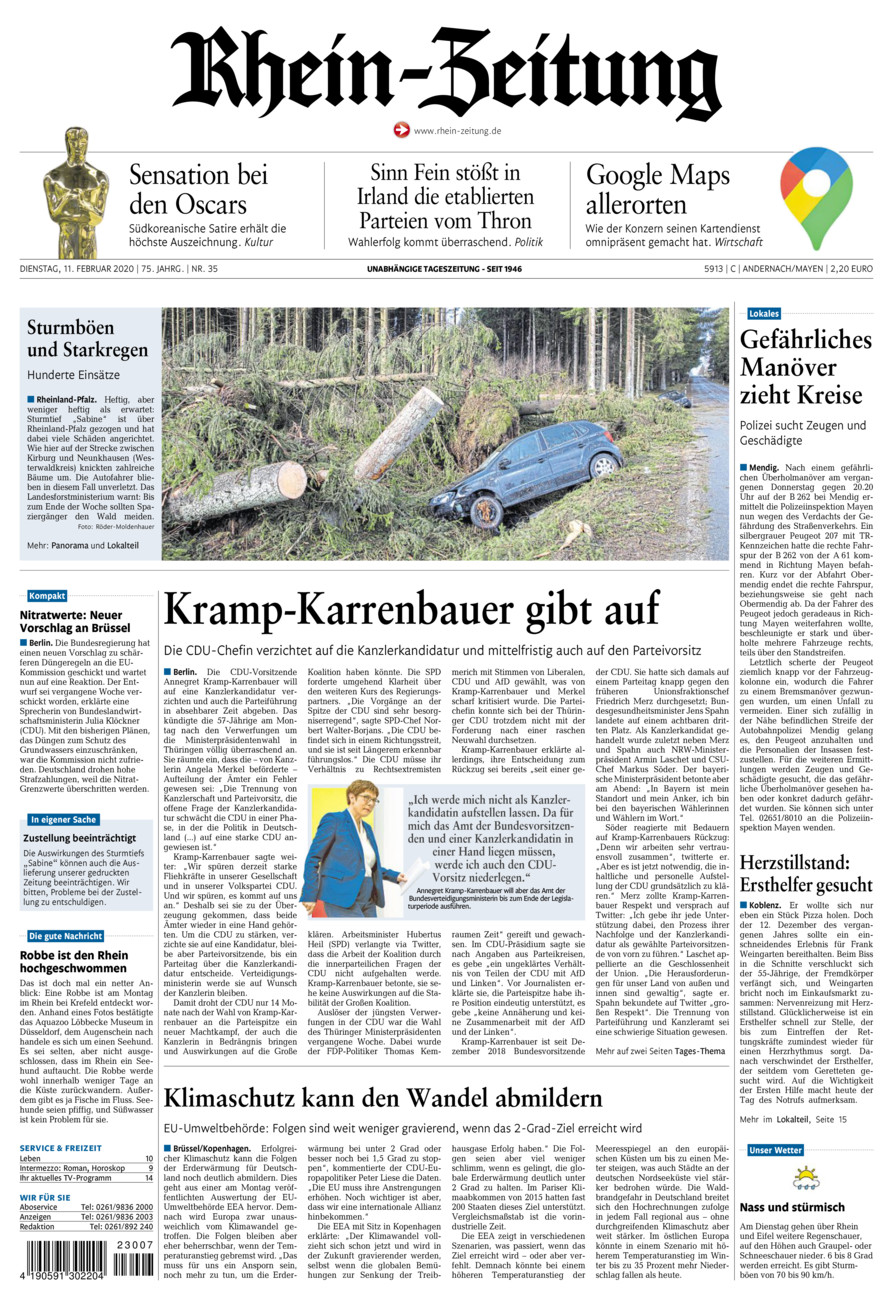 Rhein-Zeitung Andernach & Mayen vom Dienstag, 11.02.2020