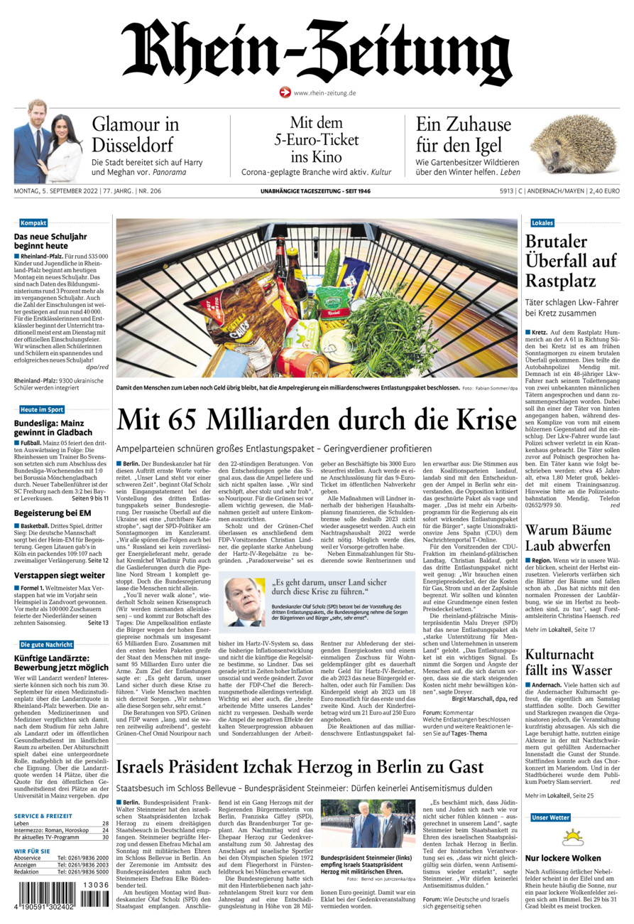Rhein-Zeitung Andernach & Mayen vom Montag, 05.09.2022