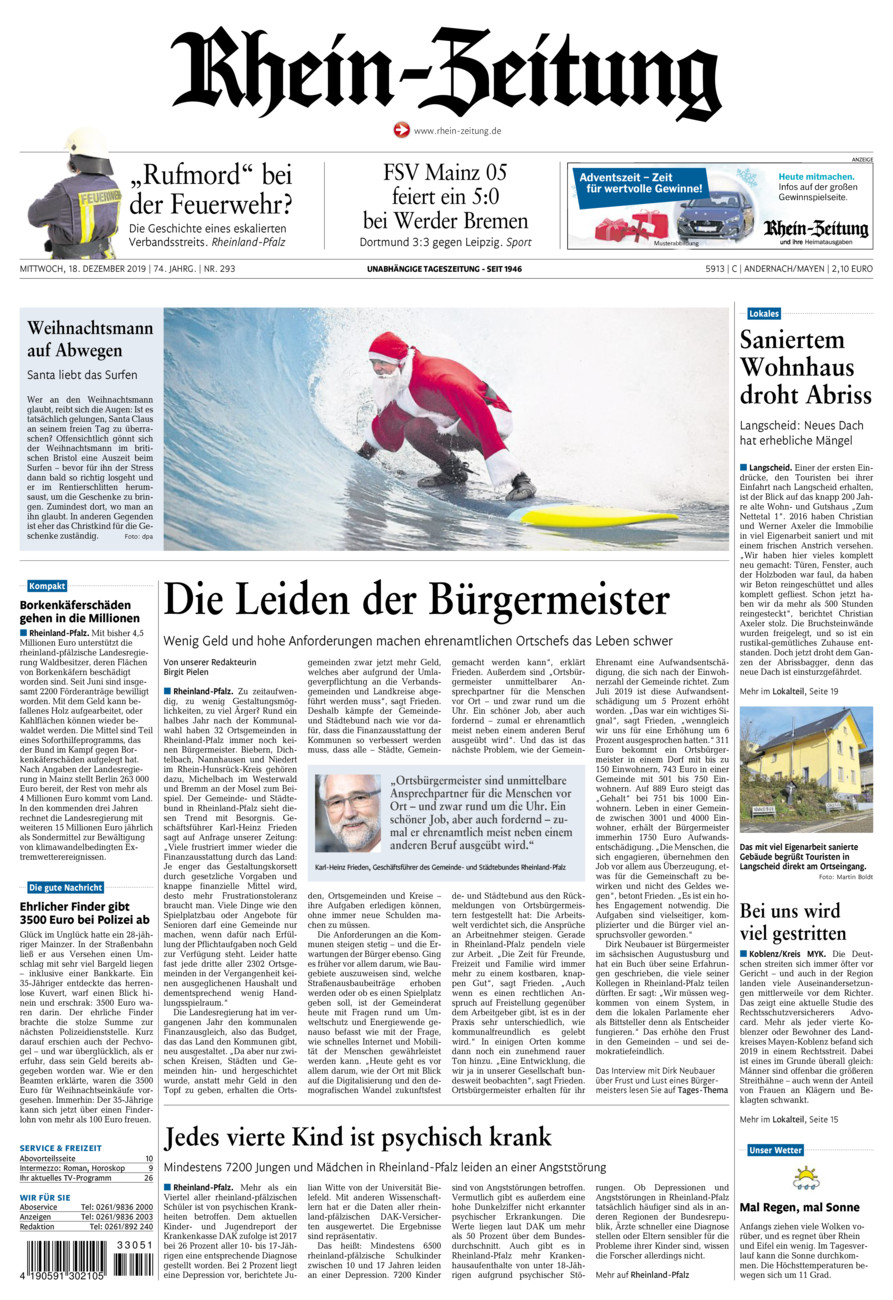 Rhein-Zeitung Andernach & Mayen vom Mittwoch, 18.12.2019