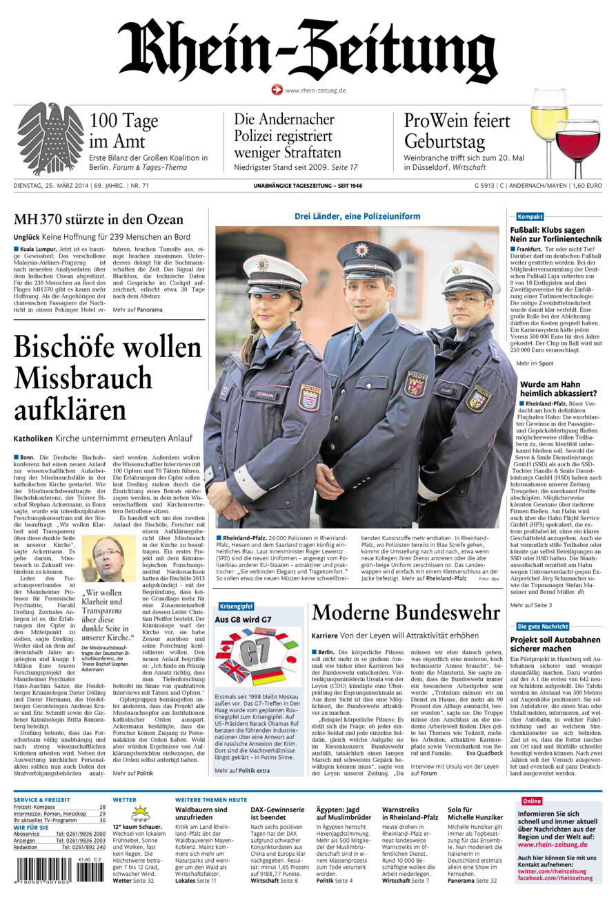 Rhein-Zeitung Andernach & Mayen vom Dienstag, 25.03.2014