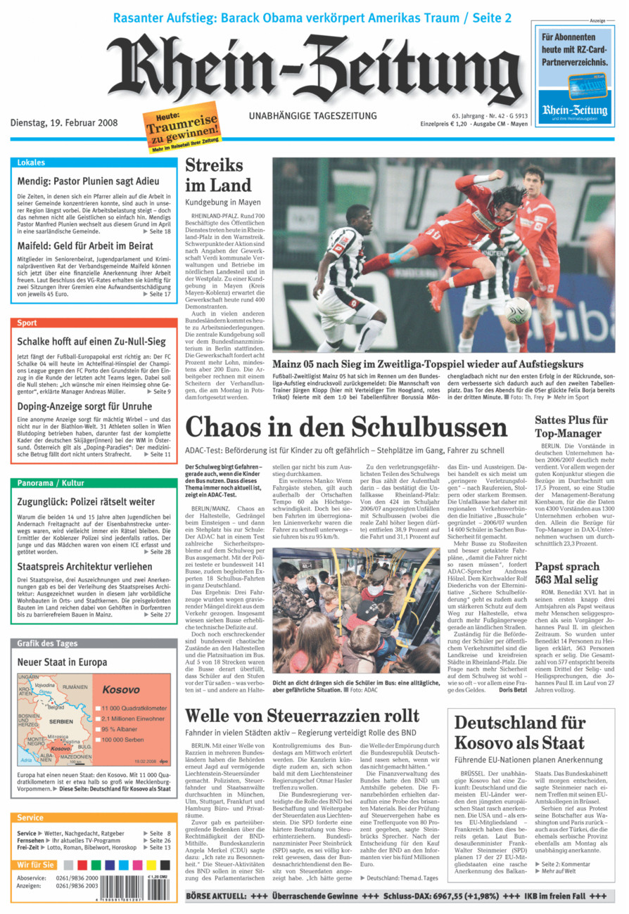 Rhein-Zeitung Andernach & Mayen vom Dienstag, 19.02.2008