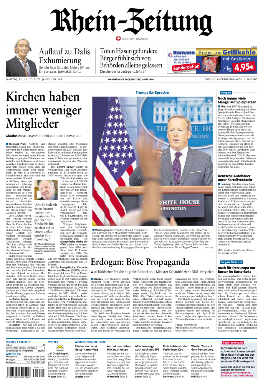 Rhein-Zeitung Andernach & Mayen vom Samstag, 22.07.2017