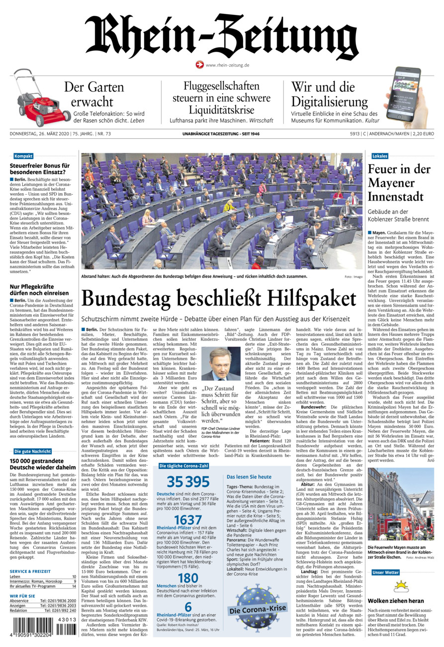 Rhein-Zeitung Andernach & Mayen vom Donnerstag, 26.03.2020