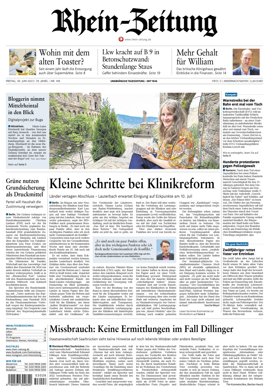 Rhein-Zeitung Andernach & Mayen vom Freitag, 30.06.2023