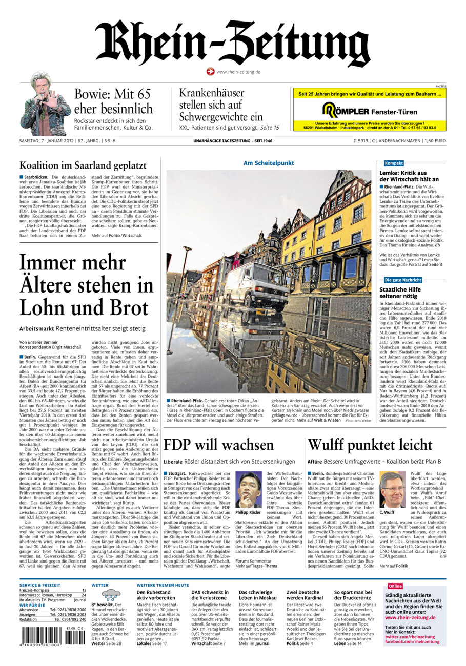 Rhein-Zeitung Andernach & Mayen vom Samstag, 07.01.2012