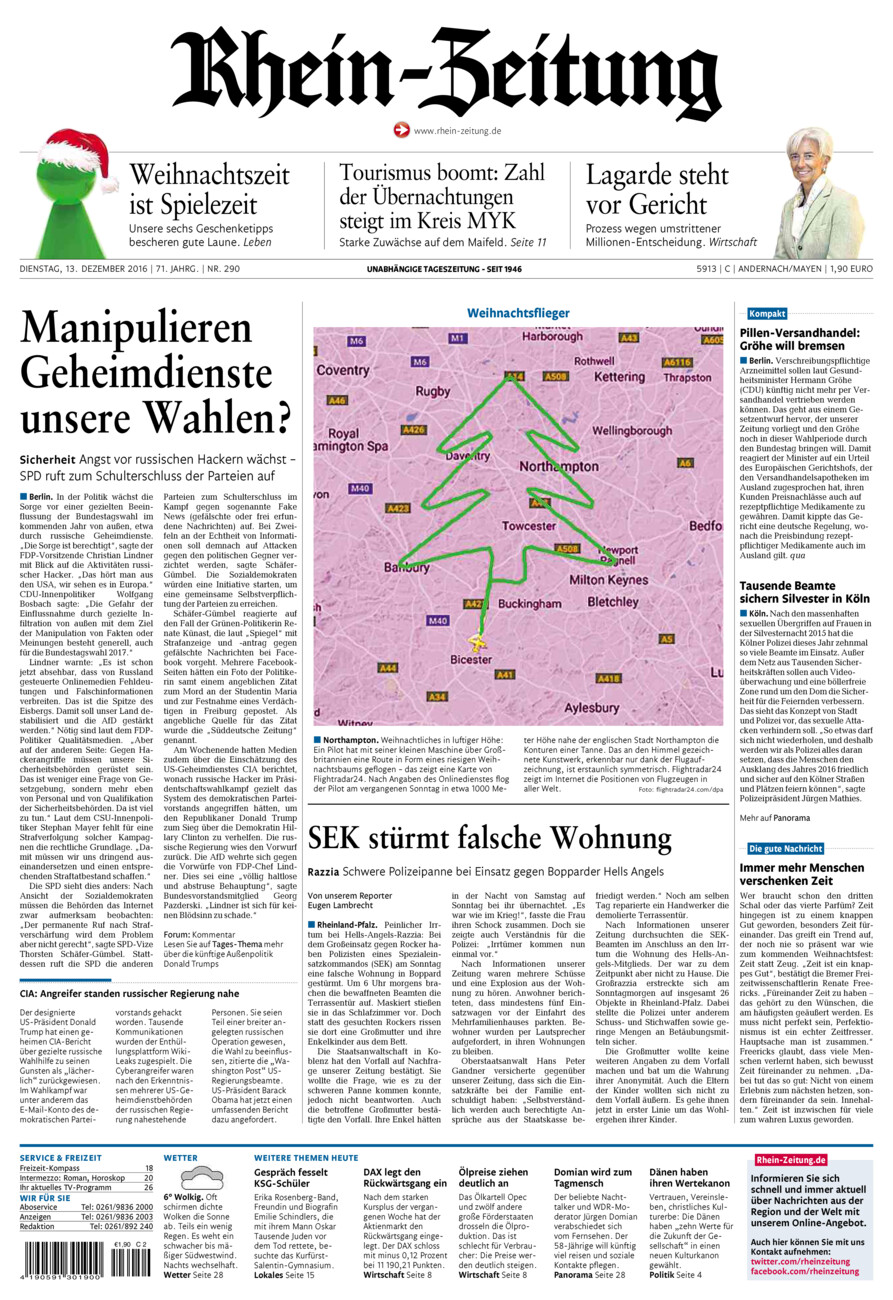 Rhein-Zeitung Andernach & Mayen vom Dienstag, 13.12.2016