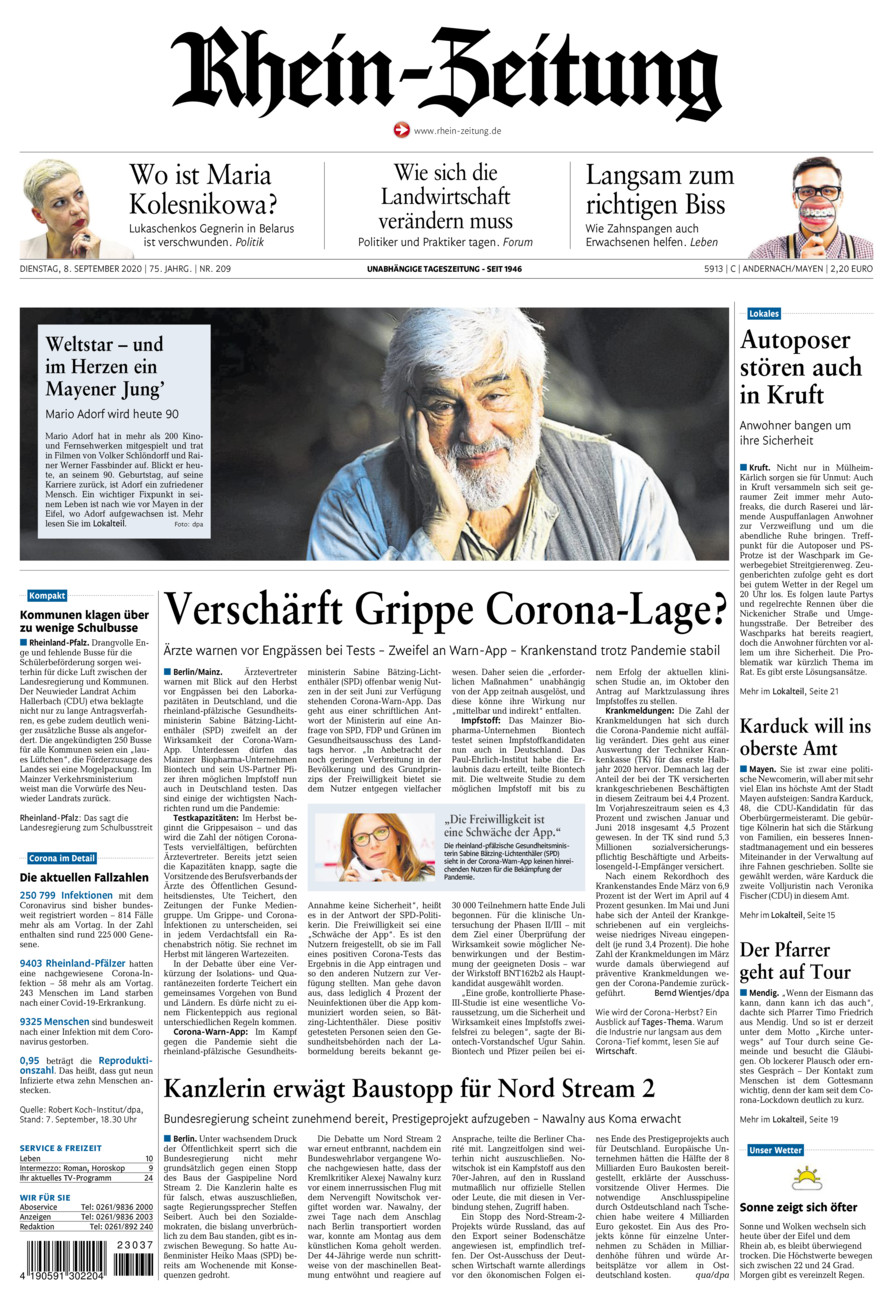 Rhein-Zeitung Andernach & Mayen vom Dienstag, 08.09.2020